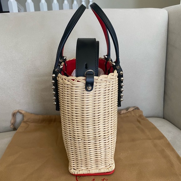 BNWT Christian Louboutin Mini Cabata studded rattan tote - perfect for summer! - Picture 6 of 7
